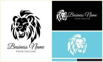 silhouette lion head logo template vector