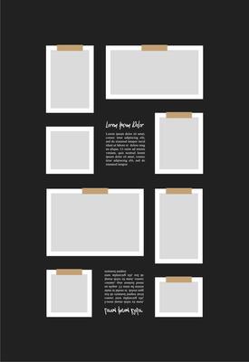 Pictures or photos frame collage. comics page grid layout abstract photo frames and digital photo wall template