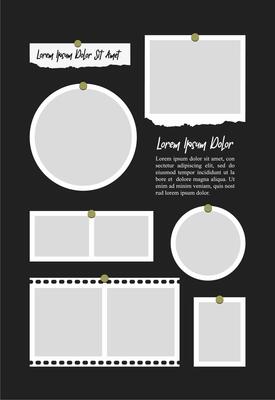 Pictures or photos frame collage. comics page grid layout abstract photo frames and digital photo wall template