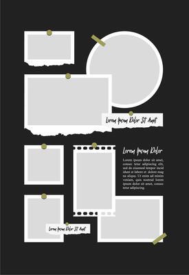 Pictures or photos frame collage. comics page grid layout abstract photo frames and digital photo wall template