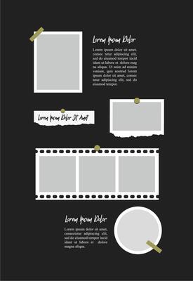 Pictures or photos frame collage. comics page grid layout abstract photo frames and digital photo wall template