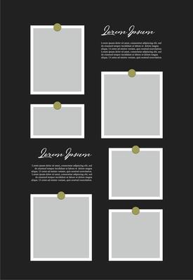 Pictures or photos frame collage. comics page grid layout abstract photo frames and digital photo wall template