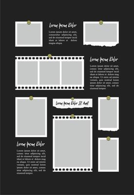 Pictures or photos frame collage. comics page grid layout abstract photo frames and digital photo wall template