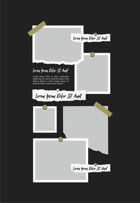 Pictures or photos frame collage. comics page grid layout abstract photo frames and digital photo wall template