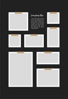 Pictures or photos frame collage. comics page grid layout abstract photo frames and digital photo wall template vector