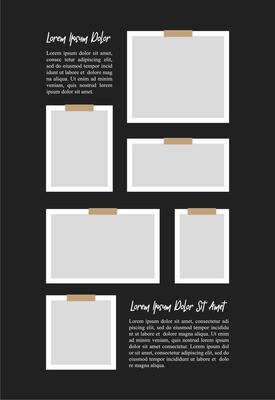 Pictures or photos frame collage. comics page grid layout abstract photo frames and digital photo wall template