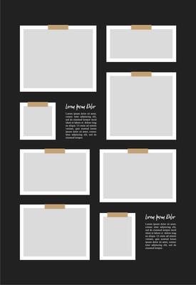 Pictures or photos frame collage. comics page grid layout abstract photo frames and digital photo wall template