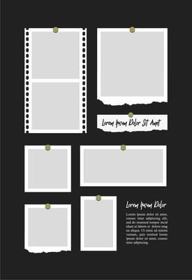 Pictures or photos frame collage. comics page grid layout abstract photo frames and digital photo wall template