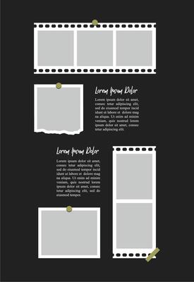 Pictures or photos frame collage. comics page grid layout abstract photo frames and digital photo wall template