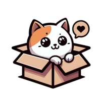 AI generated Cute Cats in Cardboard Boxes png