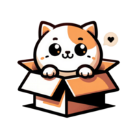 AI generated Cute Cats in Cardboard Boxes png