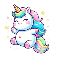 AI generated Cute Colorful Unicorns with Stars Illustration png