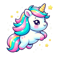 AI generated Cute Colorful Unicorns with Stars Illustration png