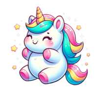 AI generated Cute Colorful Unicorns with Stars Illustration png