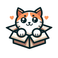 AI generated Cute Cats in Cardboard Boxes png