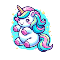AI generated Cute Colorful Unicorns with Stars Illustration png