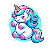 ai generato carino colorato unicorni con stelle illustrazione png