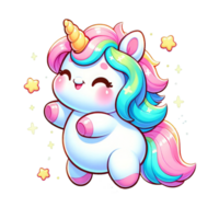 AI generated Cute Colorful Unicorns with Stars Illustration png