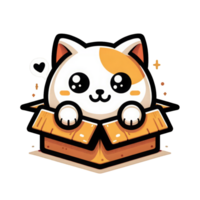 AI generated Cute Cats in Cardboard Boxes png