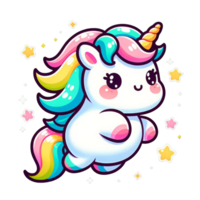 AI generated Cute Colorful Unicorns with Stars Illustration png