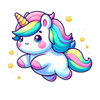 AI generated Cute Colorful Unicorns with Stars Illustration png