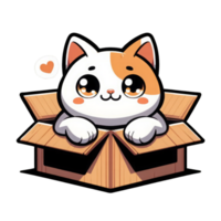 AI generated Cute Cats in Cardboard Boxes png