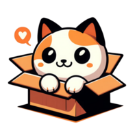 AI generated Cute Cats in Cardboard Boxes png