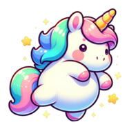 AI generated Cute Colorful Unicorns with Stars Illustration png