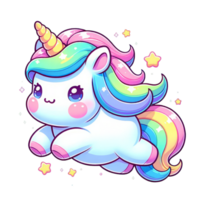 AI generated Cute Colorful Unicorns with Stars Illustration png