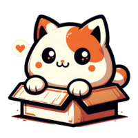 AI generated Cute Cats in Cardboard Boxes png