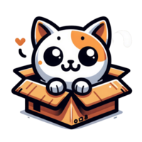 AI generated Cute Cats in Cardboard Boxes png