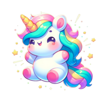 AI generated Cute Colorful Unicorns with Stars Illustration png