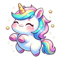 ai generato carino colorato unicorni con stelle illustrazione png