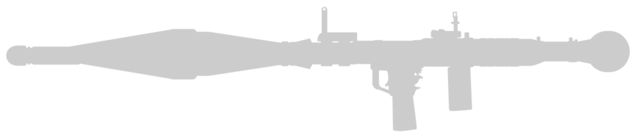 silhouette di il bazooka o razzo launcher arma, anche conosciuto come razzo spinto granata o gioco di ruolo, piatto stile, può uso per arte illustrazione, pittogramma, sito web, Infografica o grafico design elemento png