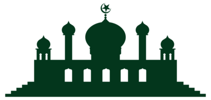 Mosque Silhouette, Flat Style. can use for Art Illustration, Decoration, Wallpaper, Background, Apps, Website, Logo Gram, Pictogram, Greeting Card or for Graphic Design Element. Format PNG