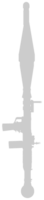 silueta de el bazuca o cohete lanzacohetes arma, además conocido como cohete propulsado granada o juegos de rol, plano estilo, lata utilizar para Arte ilustración, pictograma, sitio web, infografía o gráfico diseño elemento png