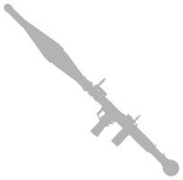 silhouet van de bazooka of raket draagraket wapen, ook bekend net zo raket voortgestuwd granaat of rpg, vlak stijl, kan gebruik voor kunst illustratie, pictogram, website, infographic of grafisch ontwerp element png