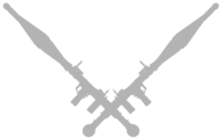 silhouet van de bazooka of raket draagraket wapen, ook bekend net zo raket voortgestuwd granaat of rpg, vlak stijl, kan gebruik voor kunst illustratie, pictogram, website, infographic of grafisch ontwerp element png