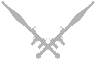 Silhouette von das Bazooka oder Rakete Startprogramm Waffe, ebenfalls bekannt wie Rakete angetrieben Granate oder Rollenspiel, eben Stil, können verwenden zum Kunst Illustration, Piktogramm, Webseite, Infografik oder Grafik Design Element png