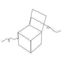 Continuous one line drawing of opened donation box minimalist concept of help support and volunteer activity in simple art drawing and illustration vector