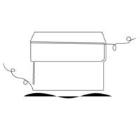 Continuous one line drawing of opened donation box minimalist concept of help support and volunteer activity in simple art drawing and illustration vector