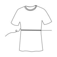 T shirt clothes continuous single line outline vector art drawing and simple one line shirt minimalist design