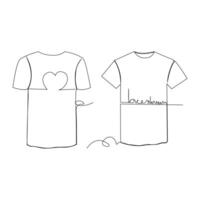 T shirt clothes continuous single line outline vector art drawing and simple one line shirt minimalist design