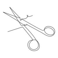 continuous single line drawing of scissors art drawing and illustration scissors symbol concept design vector