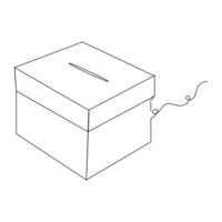 Continuous one line drawing of opened donation box minimalist concept of help support and volunteer activity in simple art drawing and illustration vector