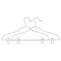 clothes hanger continuous single line outline vector art drawing and simple one line hanger minimalist design