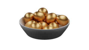 A plate of golden eggs for Easter png