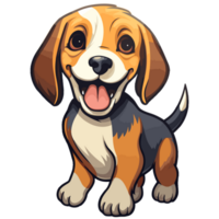 ai gerado beagle cachorro desenho animado em uma transparente fundo png