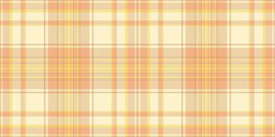 Fur check texture tartan, checked seamless vector plaid. Light background pattern fabric textile in orange and light colors.