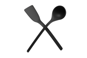 cuchara y espátula negro texturizado el plastico png